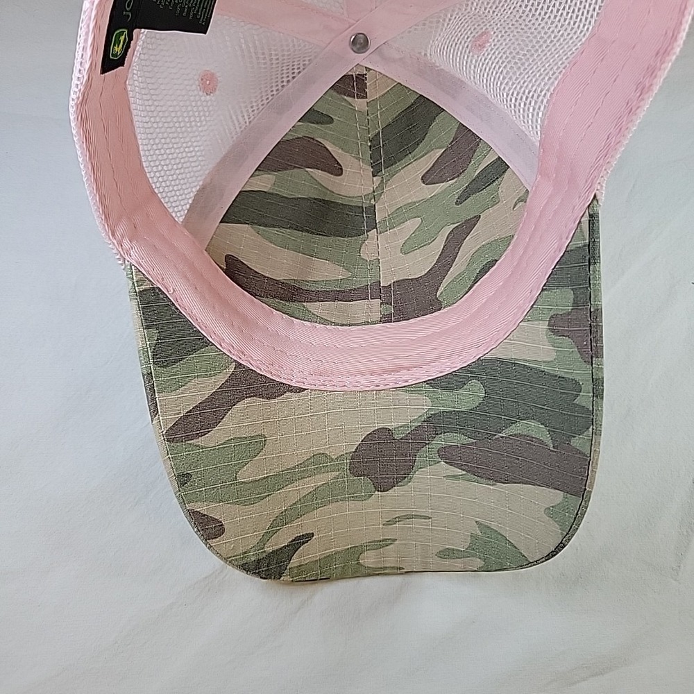 John Deere Tractor Girl Pink Mesh Camo Womens Trucker Snapback Hat - Picture 6 of 10